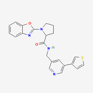 1-(benzo[d]oxazol-2-yl)-N-((5-(thiophen-3-yl)pyridin-3-yl)methyl)pyrrolidine-2-carboxamide