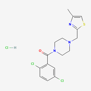 molecular formula C16H18Cl3N3OS B2838514 (2,5-Dichlorophenyl)(4-((4-methylthiazol-2-yl)methyl)piperazin-1-yl)methanone hydrochloride CAS No. 1216797-23-7