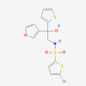 molecular formula C14H12BrNO4S3 B2838522 5-溴-N-(2-(呋喃-3-基)-2-羟基-2-(噻吩-2-基)乙基)噻吩-2-磺酰胺 CAS No. 2034265-03-5