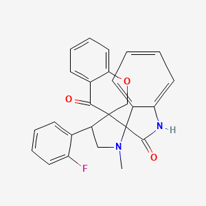 molecular formula C26H21FN2O3 B2838523 chroman-4'-one-3'-spiro-3-N-methyl-4-(2-fluorophenyl)-pyrrolidine-2-spiro-3