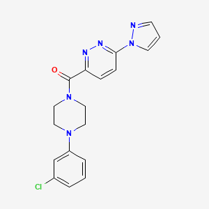 molecular formula C18H17ClN6O B2838527 (6-(1H-pyrazol-1-yl)pyridazin-3-yl)(4-(3-chlorophenyl)piperazin-1-yl)methanone CAS No. 1351615-12-7