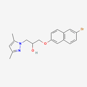 molecular formula C18H19BrN2O2 B2838531 1-((6-溴萘-2-基)氧基)-3-(3,5-二甲基-1H-吡唑-1-基)丙醇-2-醇 CAS No. 890602-64-9