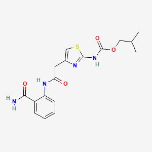 molecular formula C17H20N4O4S B2838538 Isobutyl (4-(2-((2-carbamoylphenyl)amino)-2-oxoethyl)thiazol-2-yl)carbamate CAS No. 946237-25-8