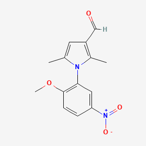 molecular formula C14H14N2O4 B2838541 1-(2-methoxy-5-nitrophenyl)-2,5-dimethyl-1H-pyrrole-3-carbaldehyde CAS No. 590395-50-9