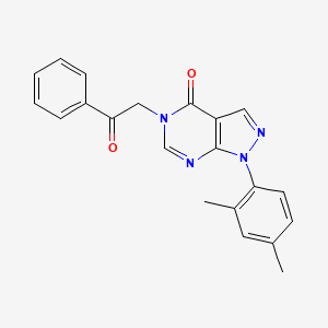 molecular formula C21H18N4O2 B2838549 1-(2,4-Dimethylphenyl)-5-phenacylpyrazolo[3,4-d]pyrimidin-4-one CAS No. 895003-79-9