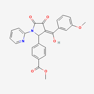 molecular formula C25H20N2O6 B2838552 methyl 4-[(3E)-3-[hydroxy(3-methoxyphenyl)methylidene]-4,5-dioxo-1-(pyridin-2-yl)pyrrolidin-2-yl]benzoate CAS No. 618418-21-6