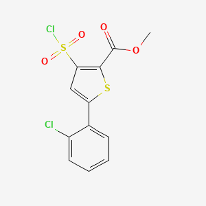 molecular formula C12H8Cl2O4S2 B2838554 甲酸甲酯 5-(2-氯苯基)-3-(氯磺酰)噻吩-2-羧酸酯 CAS No. 1375472-57-3