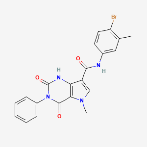molecular formula C21H17BrN4O3 B2838563 N-(4-bromo-3-methylphenyl)-5-methyl-2,4-dioxo-3-phenyl-2,3,4,5-tetrahydro-1H-pyrrolo[3,2-d]pyrimidine-7-carboxamide CAS No. 923676-33-9