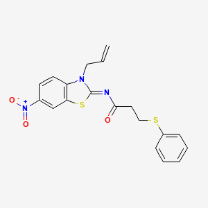 molecular formula C19H17N3O3S2 B2838574 (Z)-N-(3-allyl-6-nitrobenzo[d]thiazol-2(3H)-ylidene)-3-(phenylthio)propanamide CAS No. 865197-19-9
