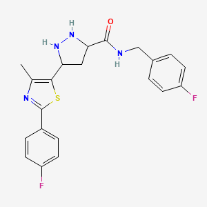 molecular formula C21H16F2N4OS B2838578 3-[2-(4-氟苯基)-4-甲基-1,3-噻唑-5-基]-N-[(4-氟苯基)甲基]-1H-吡唑-5-羧酰胺 CAS No. 1299483-92-3