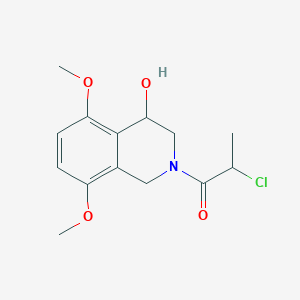 molecular formula C14H18ClNO4 B2838582 2-Chloro-1-(4-hydroxy-5,8-dimethoxy-3,4-dihydro-1H-isoquinolin-2-yl)propan-1-one CAS No. 2411202-22-5