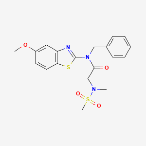 molecular formula C19H21N3O4S2 B2838591 N-benzyl-N-(5-methoxybenzo[d]thiazol-2-yl)-2-(N-methylmethylsulfonamido)acetamide CAS No. 1172516-90-3