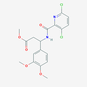 molecular formula C18H18Cl2N2O5 B2838595 Methyl 3-[(3,6-dichloropyridine-2-carbonyl)amino]-3-(3,4-dimethoxyphenyl)propanoate CAS No. 1197544-71-0