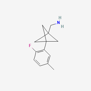 molecular formula C13H16FN B2838598 [3-(2-Fluoro-5-methylphenyl)-1-bicyclo[1.1.1]pentanyl]methanamine CAS No. 2287342-86-1