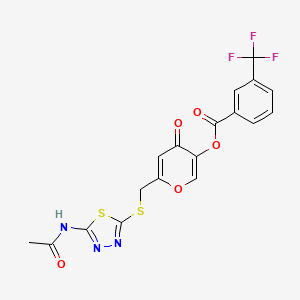 6-(((5-acetamido-1,3,4-thiadiazol-2-yl)thio)methyl)-4-oxo-4H-pyran-3-yl 3-(trifluoromethyl)benzoate