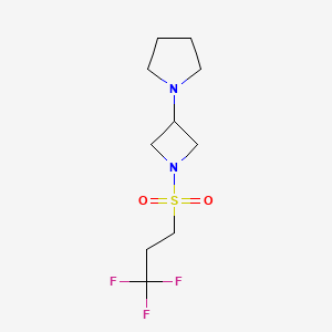 molecular formula C10H17F3N2O2S B2838602 1-[1-(3,3,3-Trifluoropropylsulfonyl)azetidin-3-yl]pyrrolidine CAS No. 2309186-70-5