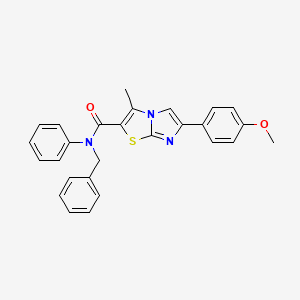 molecular formula C27H23N3O2S B2838607 N-benzyl-6-(4-methoxyphenyl)-3-methyl-N-phenylimidazo[2,1-b]thiazole-2-carboxamide CAS No. 920433-53-0