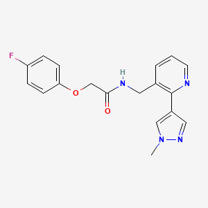 molecular formula C18H17FN4O2 B2838609 2-(4-fluorophenoxy)-N-((2-(1-methyl-1H-pyrazol-4-yl)pyridin-3-yl)methyl)acetamide CAS No. 2034468-37-4