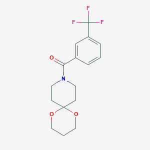 molecular formula C16H18F3NO3 B2838613 1,5-Dioxa-9-azaspiro[5.5]undecan-9-yl(3-(trifluoromethyl)phenyl)methanone CAS No. 1351588-45-8