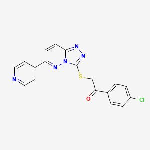 molecular formula C18H12ClN5OS B2838617 1-(4-Chlorophenyl)-2-[(6-pyridin-4-yl-[1,2,4]triazolo[4,3-b]pyridazin-3-yl)sulfanyl]ethanone CAS No. 891111-74-3