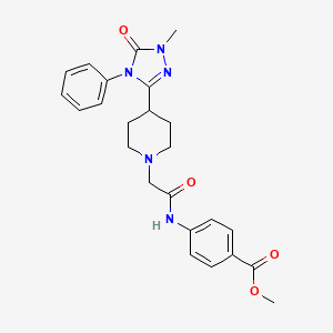molecular formula C24H27N5O4 B2838619 甲基-4-(2-(4-(1-甲基-5-氧代-4-苯基-4,5-二氢-1H-1,2,4-三唑-3-基)哌啶-1-基)乙酰氨基)苯甲酸酯 CAS No. 1396868-85-1