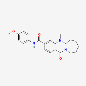 molecular formula C22H25N3O3 B2838624 N-(4-甲氧基苯基)-5-甲基-12-氧代-5,5a,6,7,8,9,10,12-八氢吖哒并[2,1-b]喹唑-3-基)乙酰胺 CAS No. 1775359-35-7