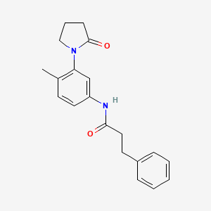 molecular formula C20H22N2O2 B2838627 N-(4-甲基-3-(2-氧代吡咯啉-1-基)苯基)-3-苯基丙酰胺 CAS No. 922887-29-4