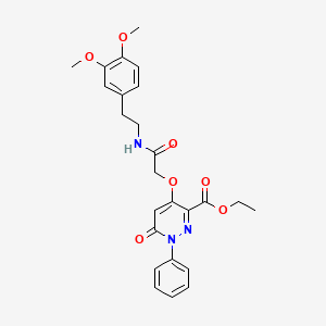 molecular formula C25H27N3O7 B2838628 Ethyl 4-(2-((3,4-dimethoxyphenethyl)amino)-2-oxoethoxy)-6-oxo-1-phenyl-1,6-dihydropyridazine-3-carboxylate CAS No. 899993-09-0