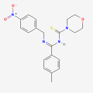 molecular formula C20H22N4O3S B2838633 (E)-N-(((4-nitrobenzyl)imino)(p-tolyl)methyl)morpholine-4-carbothioamide CAS No. 637746-27-1