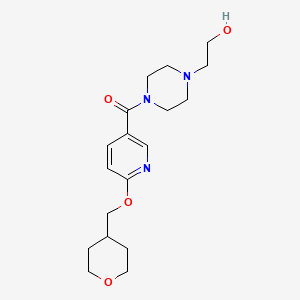 molecular formula C18H27N3O4 B2838636 (4-(2-hydroxyethyl)piperazin-1-yl)(6-((tetrahydro-2H-pyran-4-yl)methoxy)pyridin-3-yl)methanone CAS No. 2034240-94-1