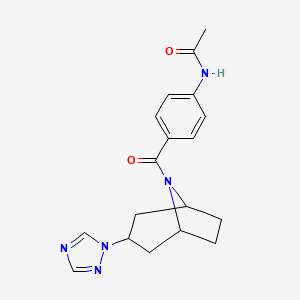 molecular formula C18H21N5O2 B2838639 N-(4-((1R,5S)-3-(1H-1,2,4-三唑-1-基)-8-氮杂双环[3.2.1]辛烷-8-羰基)苯基)乙酰胺 CAS No. 2319788-40-2