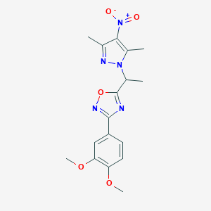 3-(3,4-dimethoxyphenyl)-5-(1-{4-nitro-3,5-dimethyl-1H-pyrazol-1-yl}ethyl)-1,2,4-oxadiazole