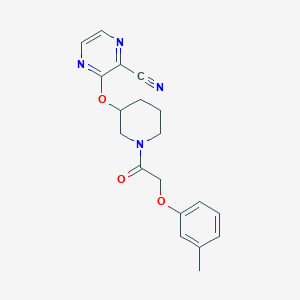 B2838647 3-((1-(2-(m-Tolyloxy)acetyl)piperidin-3-yl)oxy)pyrazine-2-carbonitrile CAS No. 2034229-24-6