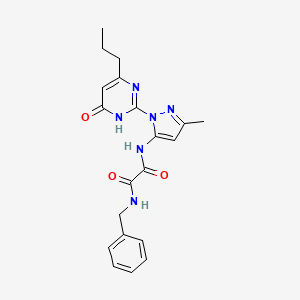molecular formula C20H22N6O3 B2838652 N1-苄基-N2-(3-甲基-1-(6-氧代-4-丙基-1,6-二氢嘧啶-2-基)-1H-吡唑-5-基)草酰胺 CAS No. 1014005-71-0