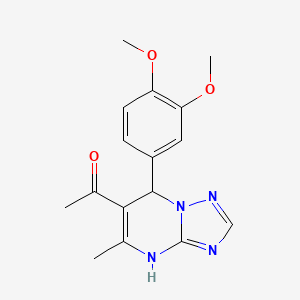 molecular formula C16H18N4O3 B2838659 1-(7-(3,4-Dimethoxyphenyl)-5-methyl-4,7-dihydro-[1,2,4]triazolo[1,5-a]pyrimidin-6-yl)ethanone CAS No. 361481-27-8