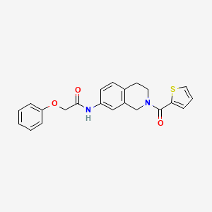 molecular formula C22H20N2O3S B2838660 2-phenoxy-N-(2-(thiophene-2-carbonyl)-1,2,3,4-tetrahydroisoquinolin-7-yl)acetamide CAS No. 955640-39-8