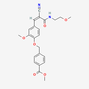 molecular formula C23H24N2O6 B2838662 Methyl 4-[[4-[(Z)-2-cyano-3-(2-methoxyethylamino)-3-oxoprop-1-enyl]-2-methoxyphenoxy]methyl]benzoate CAS No. 478016-82-9