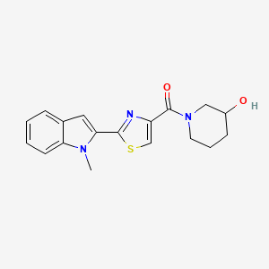 (3-hydroxypiperidin-1-yl)(2-(1-methyl-1H-indol-2-yl)thiazol-4-yl)methanone