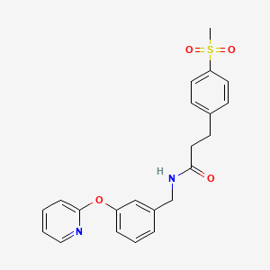 molecular formula C22H22N2O4S B2838668 3-(4-(methylsulfonyl)phenyl)-N-(3-(pyridin-2-yloxy)benzyl)propanamide CAS No. 1797140-51-2