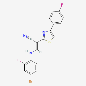 (E)-3-((4-bromo-2-fluorophenyl)amino)-2-(4-(4-fluorophenyl)thiazol-2-yl)acrylonitrile