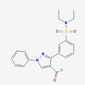 molecular formula C20H21N3O3S B2838689 3-{3-[(Diethylamino)sulfonyl]phenyl}-1-phenylpyrazole-4-carbaldehyde CAS No. 956140-47-9