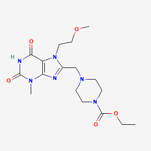 molecular formula C17H26N6O5 B2838718 ethyl 4-{[7-(2-methoxyethyl)-3-methyl-2,6-dioxo-2,3,6,7-tetrahydro-1H-purin-8-yl]methyl}piperazine-1-carboxylate CAS No. 862979-74-6