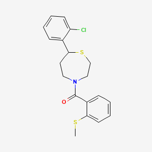 molecular formula C19H20ClNOS2 B2838729 (7-(2-Chlorophenyl)-1,4-thiazepan-4-yl)(2-(methylthio)phenyl)methanone CAS No. 1797638-11-9