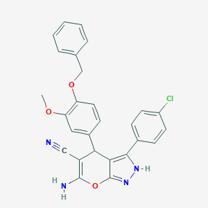 6-Amino-4-[4-(benzyloxy)-3-methoxyphenyl]-3-(4-chlorophenyl)-1,4-dihydropyrano[2,3-c]pyrazole-5-carbonitrile