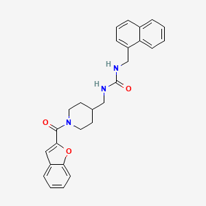 molecular formula C27H27N3O3 B2838738 1-((1-(苯并呋喃-2-甲酰)哌啶-4-基)甲基)-3-(萘-1-基甲基)脲 CAS No. 1235287-57-6