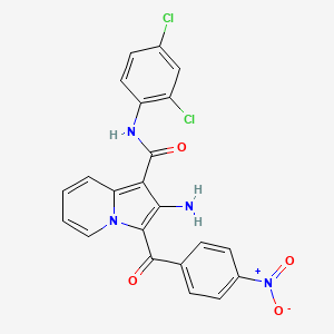 molecular formula C22H14Cl2N4O4 B2838746 2-amino-N-(2,4-dichlorophenyl)-3-(4-nitrobenzoyl)indolizine-1-carboxamide CAS No. 903345-27-7