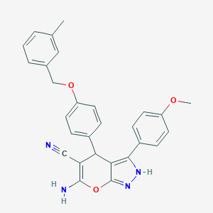 molecular formula C28H24N4O3 B283876 6-Amino-3-(4-methoxyphenyl)-4-{4-[(3-methylbenzyl)oxy]phenyl}-1,4-dihydropyrano[2,3-c]pyrazole-5-carbonitrile 