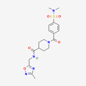 molecular formula C19H25N5O5S B2838764 1-[4-(dimethylsulfamoyl)benzoyl]-N-[(3-methyl-1,2,4-oxadiazol-5-yl)methyl]piperidine-4-carboxamide CAS No. 1334376-46-3