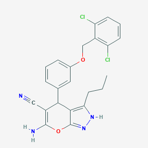 molecular formula C23H20Cl2N4O2 B283878 6-Amino-4-{3-[(2,6-dichlorobenzyl)oxy]phenyl}-3-propyl-1,4-dihydropyrano[2,3-c]pyrazole-5-carbonitrile 