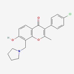 molecular formula C21H20ClNO3 B2838796 3-(4-chlorophenyl)-7-hydroxy-2-methyl-8-(pyrrolidin-1-ylmethyl)-4H-chromen-4-one CAS No. 848753-89-9